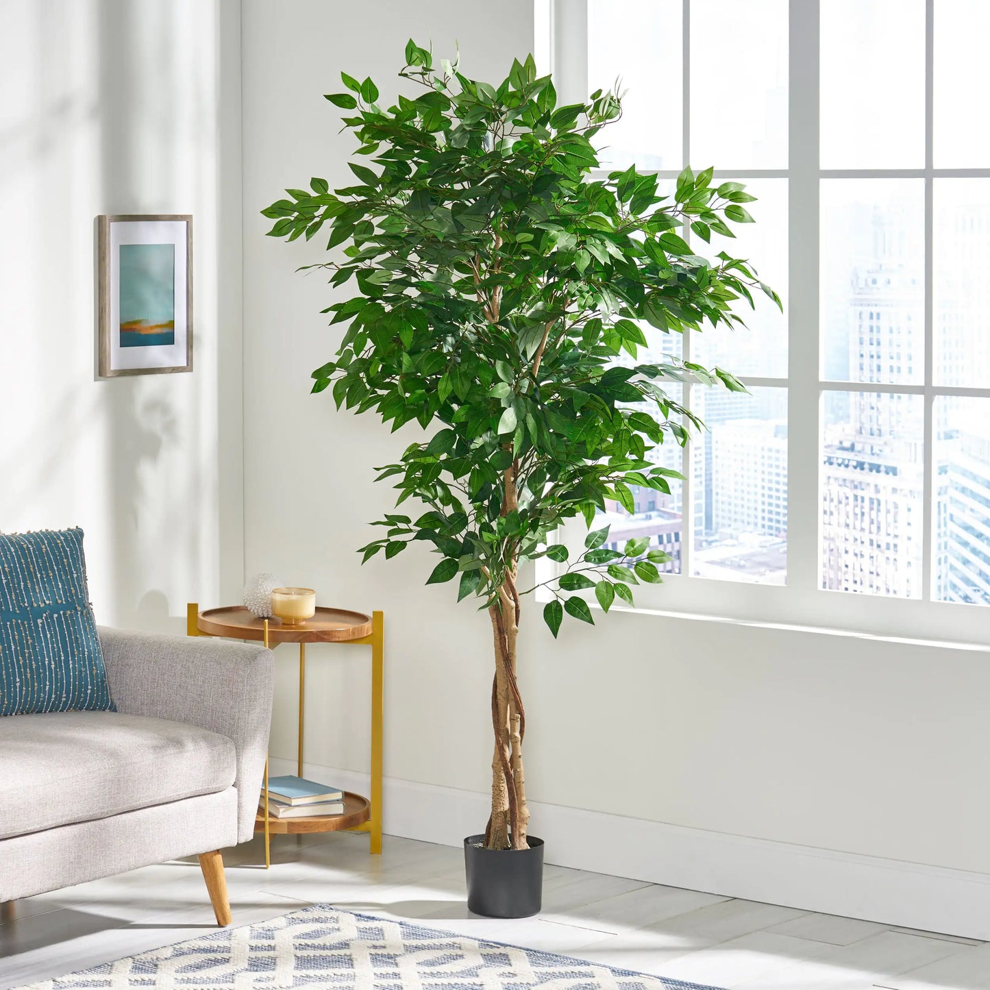 Artificial Banyan Tree - Lifelike Greenery, Pre-Potted, Indoor & Outdoor Décor, 71" Tall