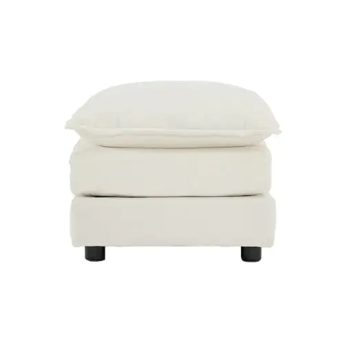 Chenille Fabric Ottoman Footrest for 2, 3, and 4 Seater Sofas, White Chenille Upholstery
