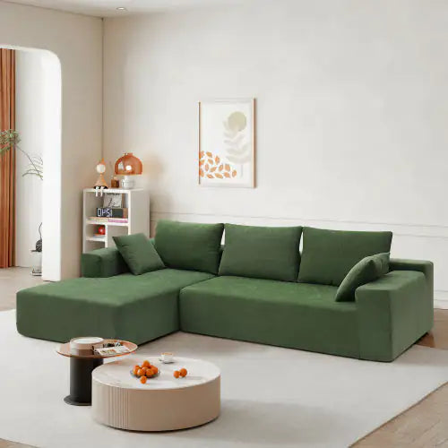SHS- Modern Green Modular Sectional Sofa Set ā 2PC L-Shape Chenille Couch for Living Room, 4-Seater
