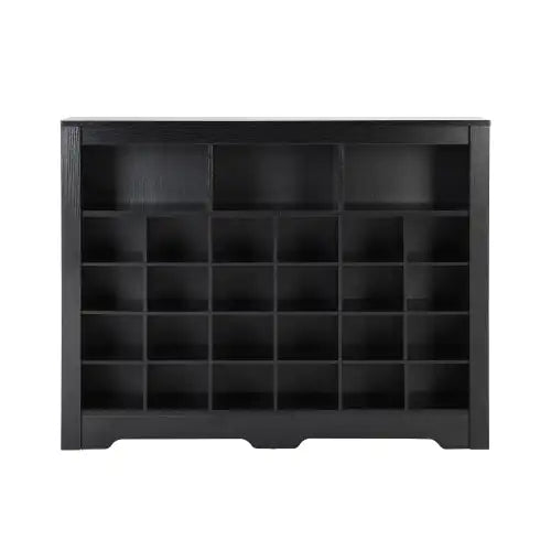 ON-TREND Modern 24-Shoe Cabinet Console, Multifunctional Sideboard with Curved Base, Black