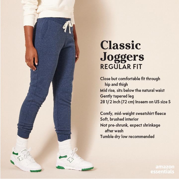 Amazon Essentials Women's Fleece Jogger Sweatpant (Available in Plus Size), Navy Heather, Medium