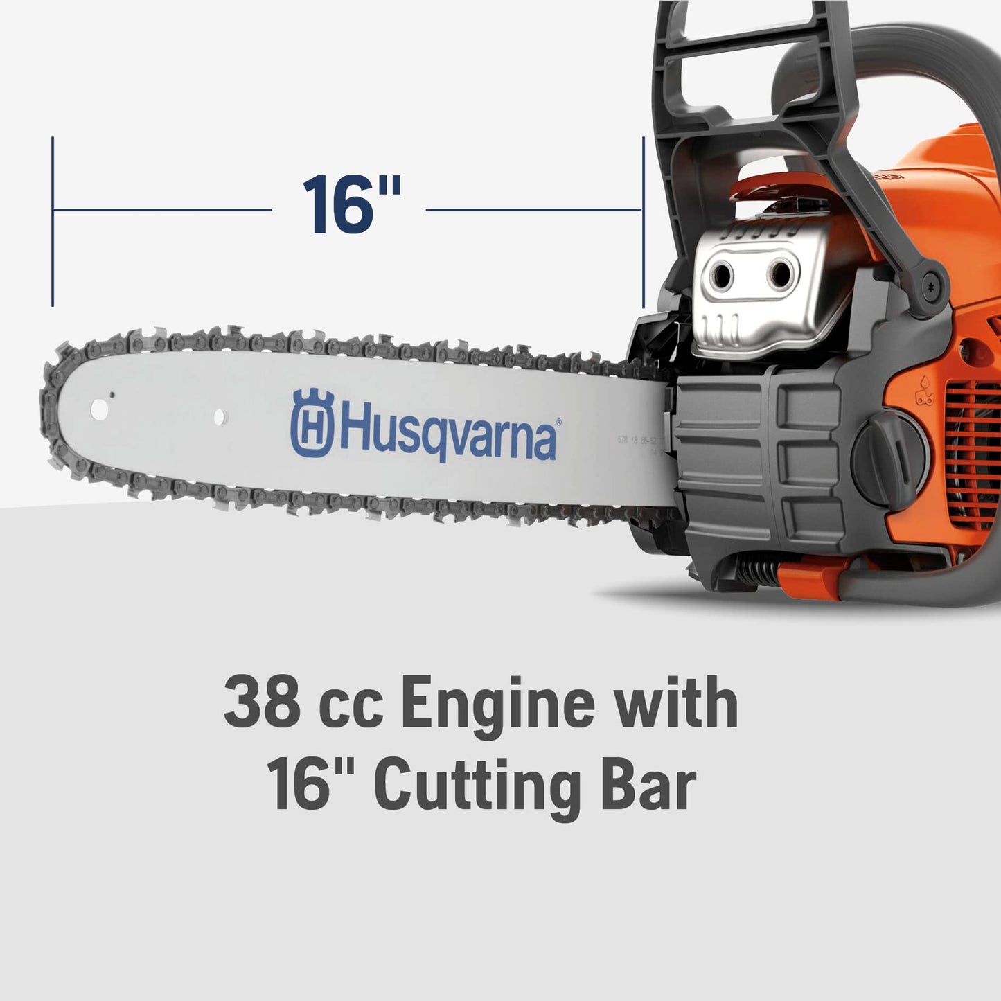 Husqvarna 130 Gas Powered Chainsaw, 38-cc 2-HP, 2-Cycle X-Torq Engine, 16 Inch Chainsaw with Automatic Oiler, For Wood Cutting and Tree Pruning