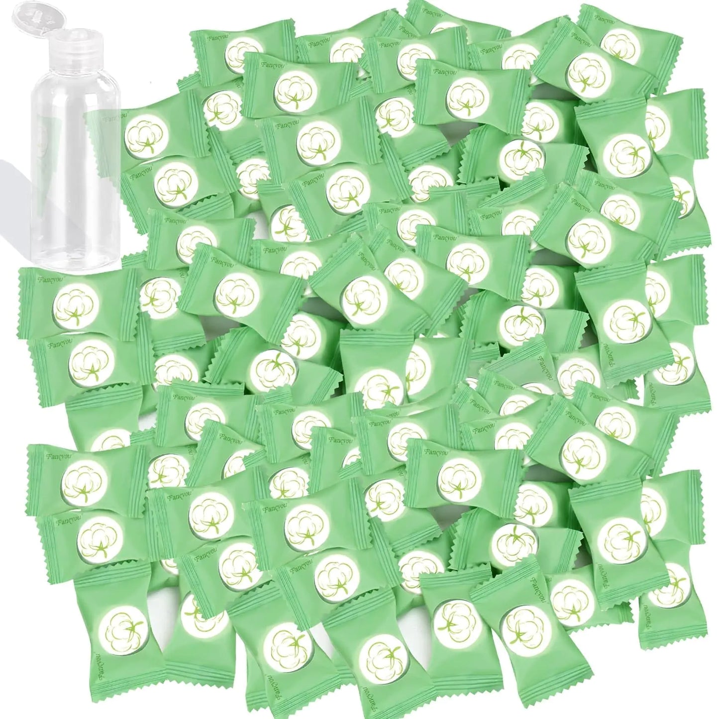 Fancyou Compressed Disposable Face Towels 300PCS – Thick Cotton Facial Cleansing Cloths, Portable Travel Coin Tissues for Beauty, Camping & Personal Care (Green)