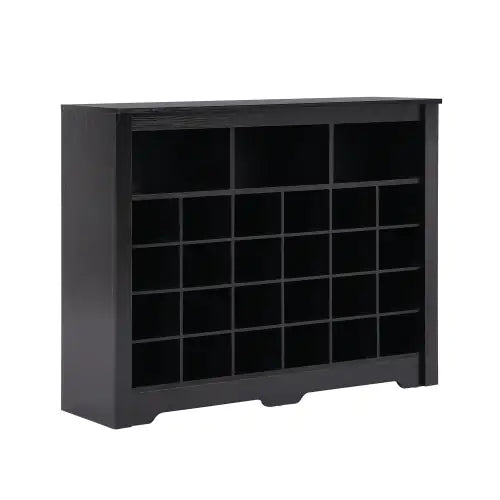 ON-TREND Modern 24-Shoe Cabinet Console, Multifunctional Sideboard with Curved Base, Black