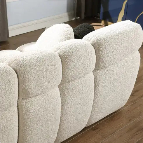 SHS-64.96" Light Brown Boucle Marshmallow Sofa – 2 Seater, Rolled Arms, Modern Plush Couch