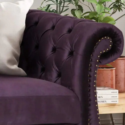 Luxurious 3-Seater Purple Velvet Sofa – Classic & Contemporary Design