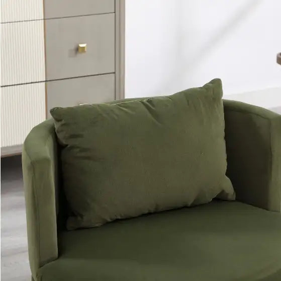 Upholstered Bucket Dining Chair with Ottoman - Fabric Side Chair with Storage, Swivel Armchair for Living Room, Beige & Olive