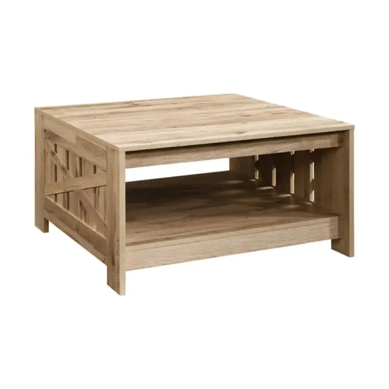 SHS - 31.5" Black Oak Square Coffee Table with Shelf – Farmhouse Wood Center Table for Living Room