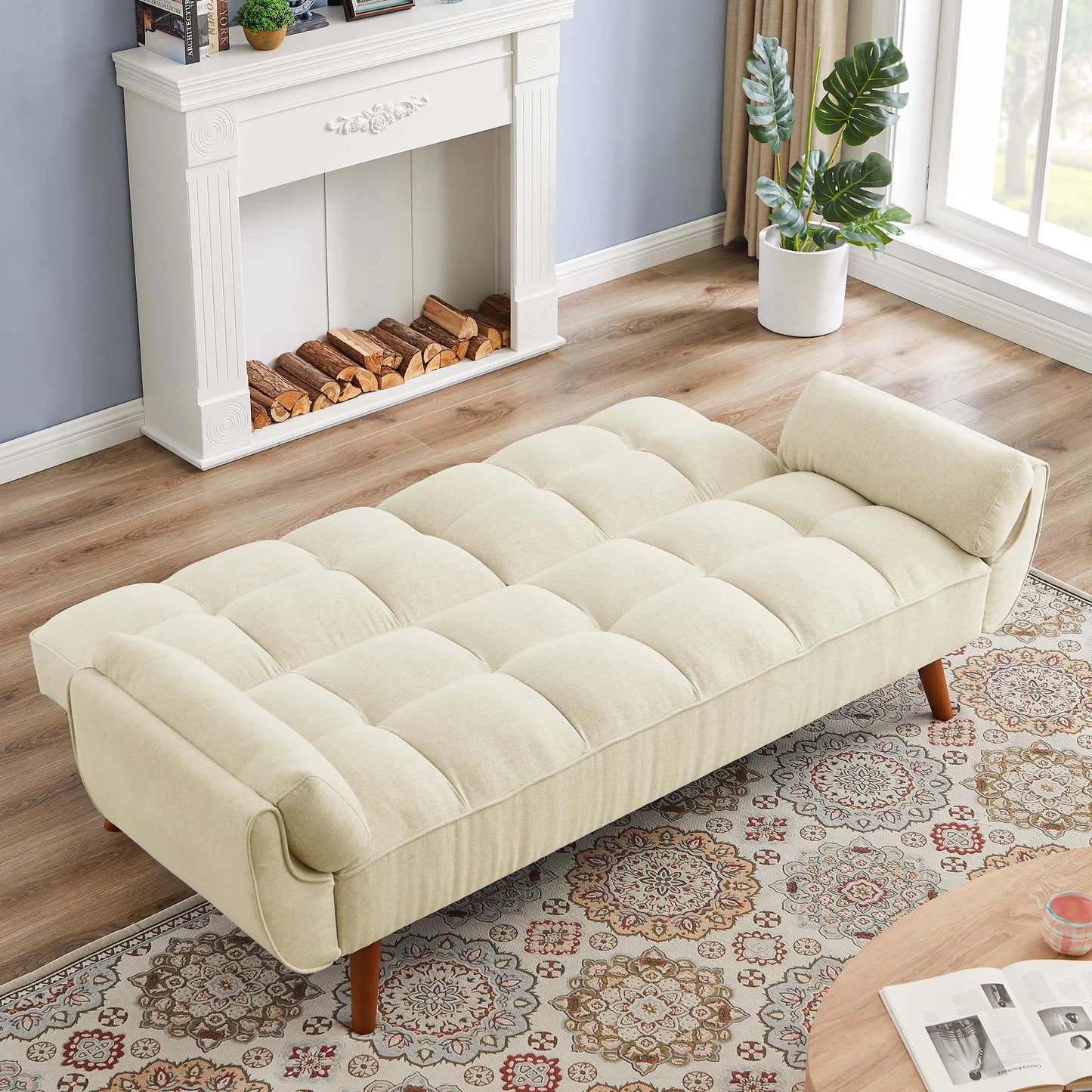 SHS-2064 Beige Sofa, Comfortable Upholstered Sofa for Living Room, Modern and Stylish Seating