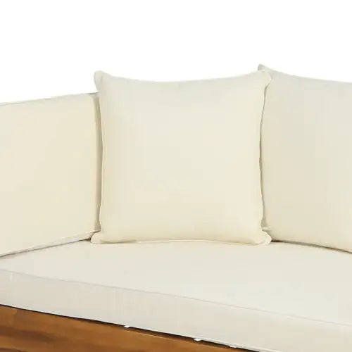 Serene Sofa Bed, Full Size, Acacia Wood Frame, Waterproof Cushions, Teak Fabric Upholstery