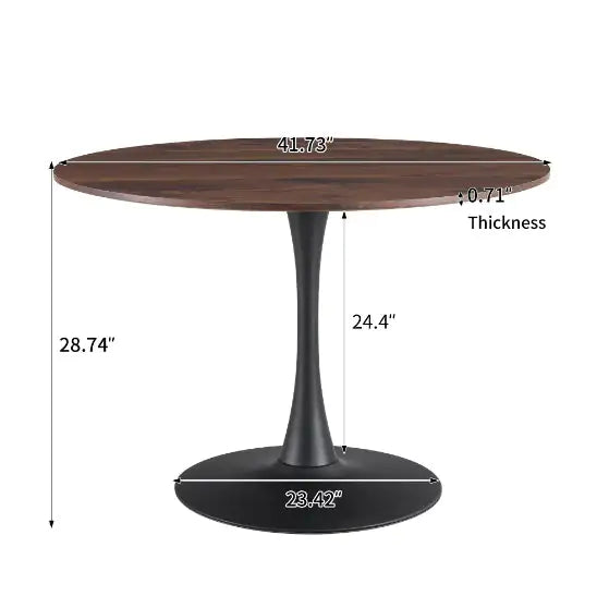 Tulip Dining Table,42" Diameter Round, Natural Wood, Modern Design
