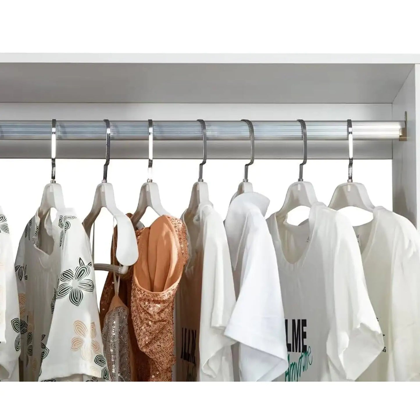 Modern Freestanding Armoire Wardrobe Closet with Shelves, Hanging Rods & Suitcase Storage – MDF Durable Storage Organizer for Bedroom