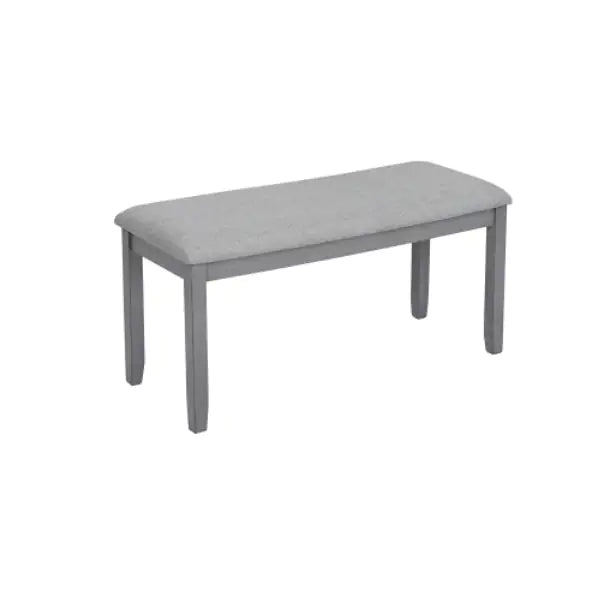 6-Piece Rectangular Dining Set, Gray Acacia Wood Table with 4 Upholstered Chairs and Bench, Seating for 6
