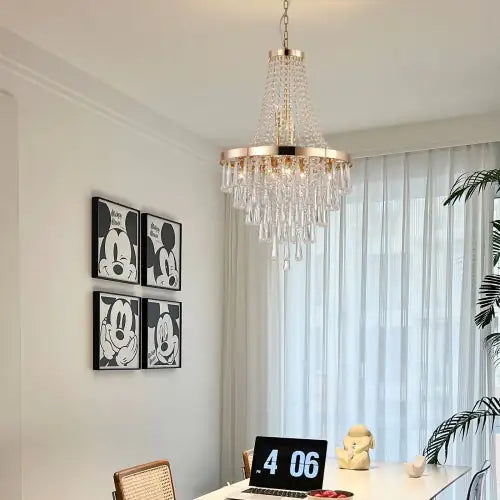 Gold Crystal Chandelier, Modern Luxury Large Ceiling Light Fixture for Living Room, Dining Room, Bedroom, Hallway (Bulbs Not Included)