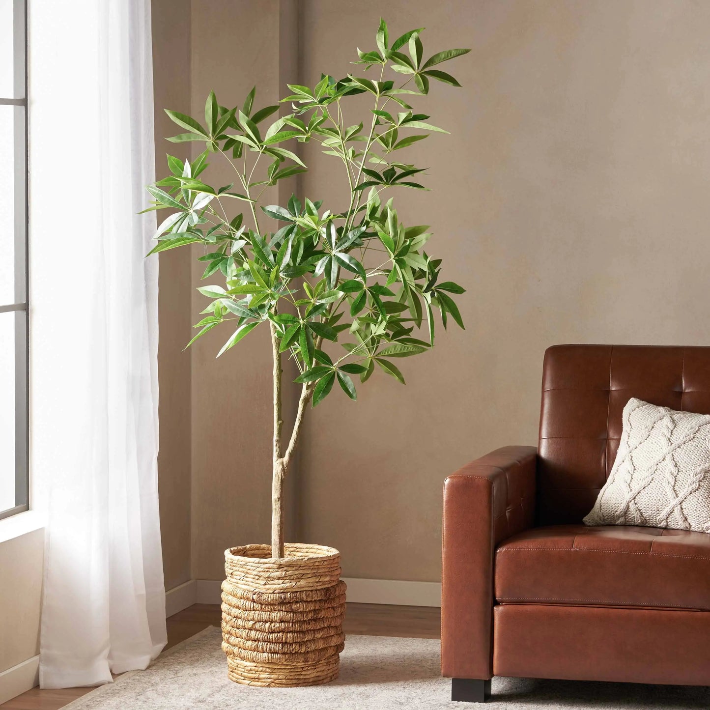 Artificial Large Pachila Money Tree - Green Faux Plant for Feng Shui & Home Décor