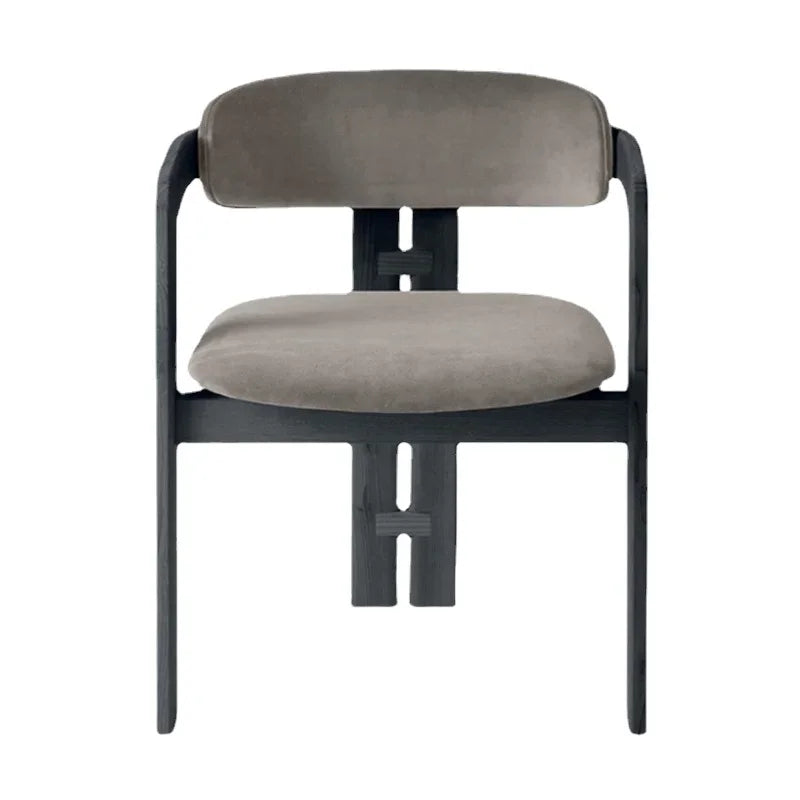 Simple White Wax Wood Dining Armchair with Curved Backrest – Comfortable Living Room Furniture