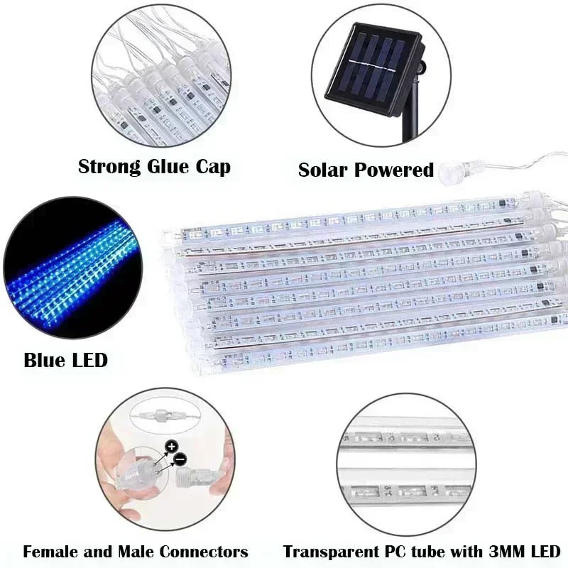 LED Meteor Shower String Light -christmas solar lights for outside -SHS251