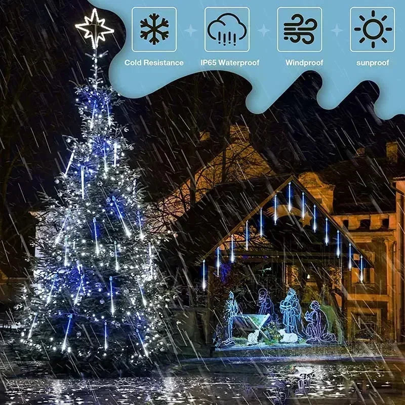 LED Meteor Shower String Light -christmas solar lights for outside -SHS251