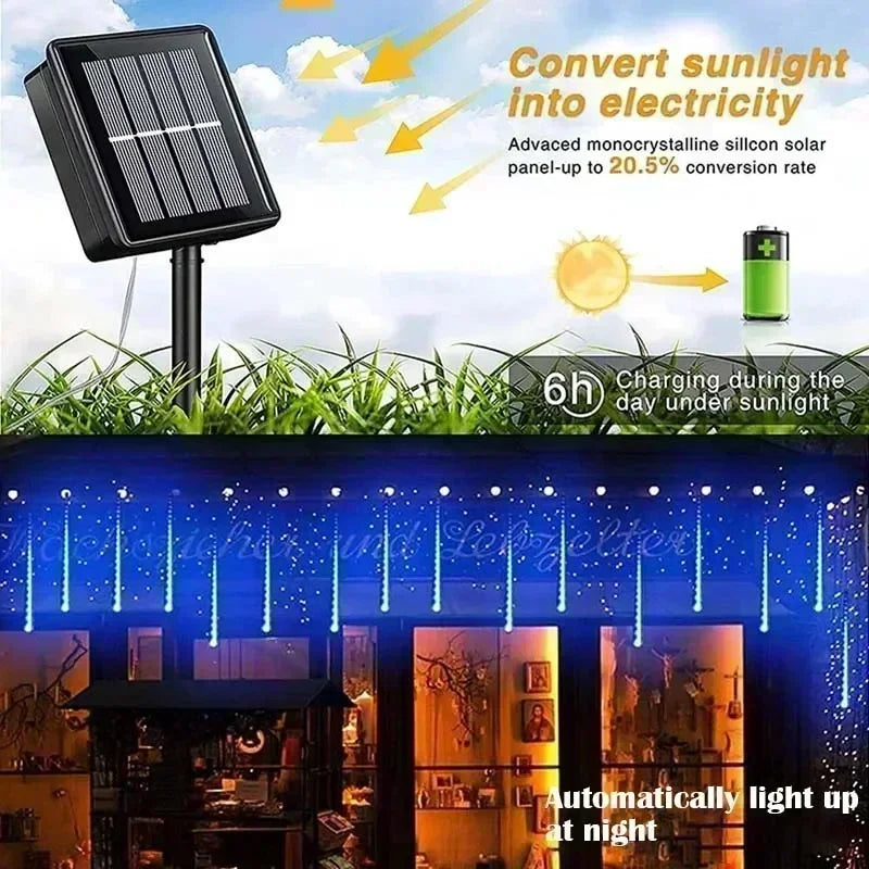LED Meteor Shower String Light -christmas solar lights for outside -SHS251
