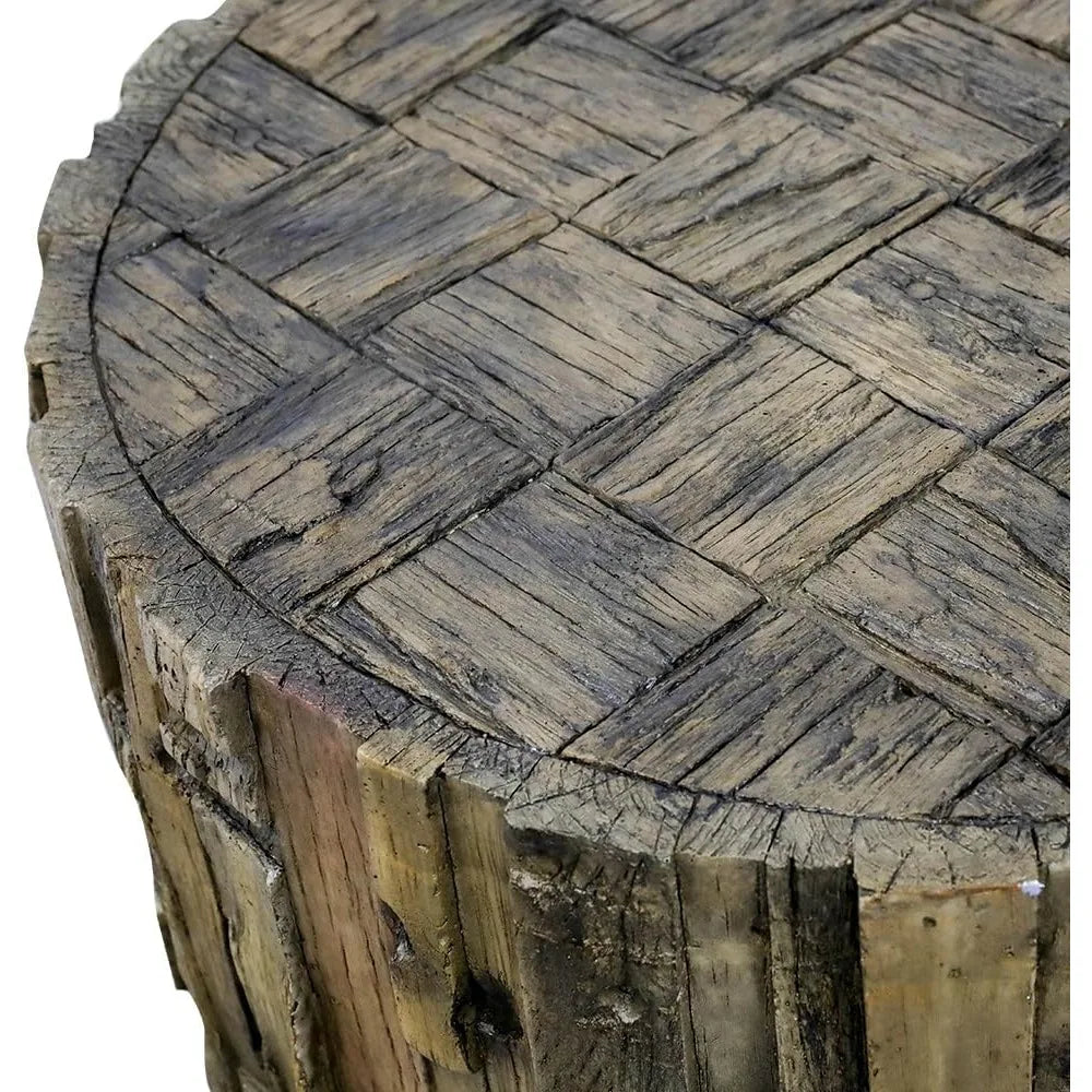 18.5" Farmhouse Barrel Shaped Coffee Table – Indoor/Outdoor Magnesium Oxide SHS6003
