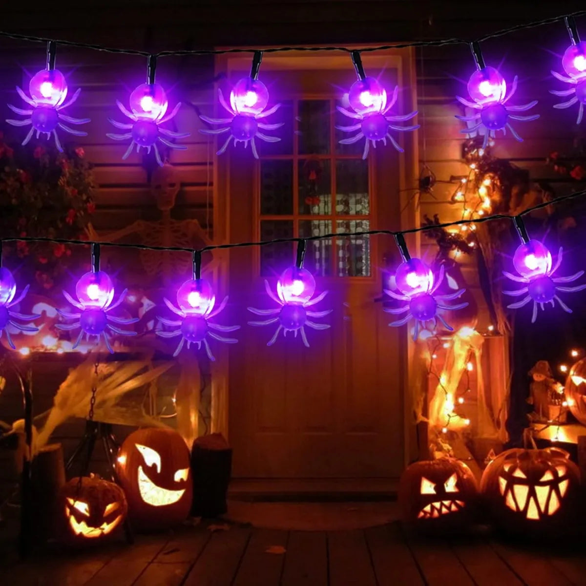 Solar Halloween Spider Festoon Lights -SHS240