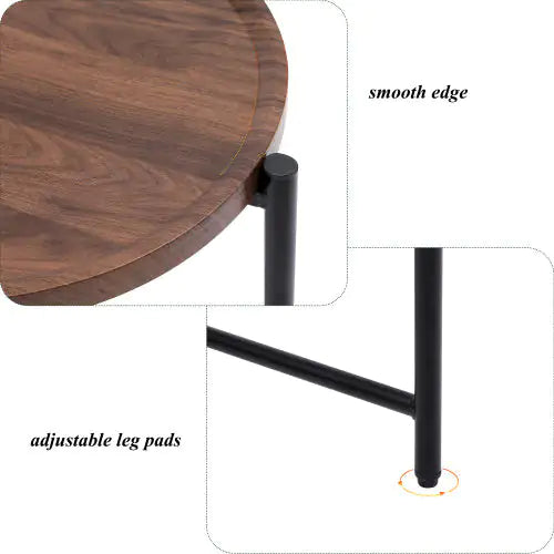 SHS-Modern 2-Tier Small Coffee Table with Wood Storage Shelf – Oval Sofa Side Table for Living Room or Bedroom, Walnut Brown