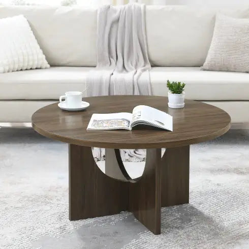 SHS- Modern Minimalist Coffee Table – 35.8" Black Solid Wood Nordic Style Center Table for Living Room, Office, or Apartment