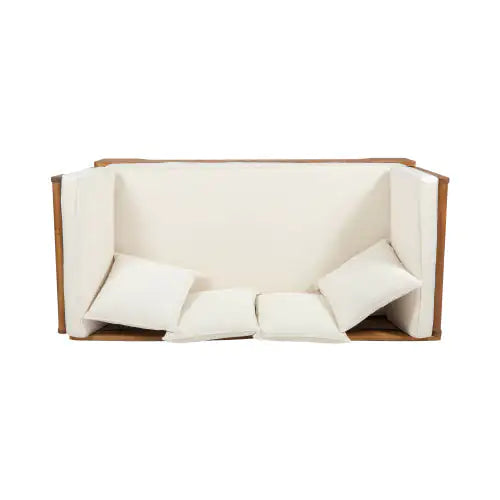 Serene Sofa Bed, Full Size, Acacia Wood Frame, Waterproof Cushions, Teak Fabric Upholstery