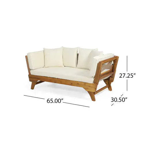 SHS-Serene Sofa Bed, Full Size, Acacia Wood Frame, Waterproof Cushions, Teak Fabric Upholstery