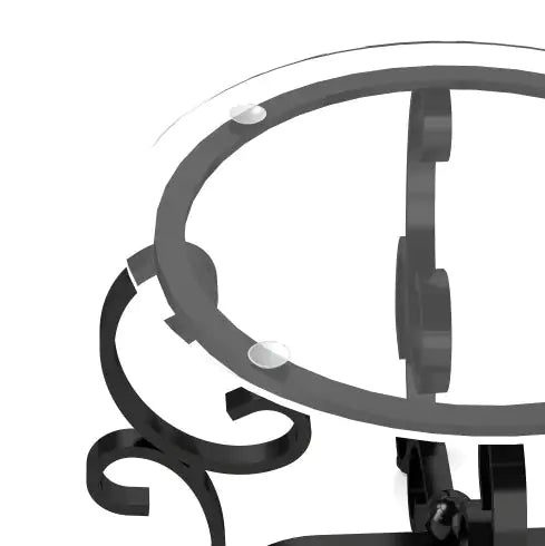 SHS-3-Piece Glass Coffee Table Set – Modern Round Coffee & End Tables with Tempered Glass Top and Metal Frame, Rustic Black Living Room Furniture