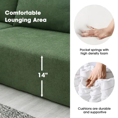 SHS- Modern Green Modular Sectional Sofa Set ā 2PC L-Shape Chenille Couch for Living Room, 4-Seater