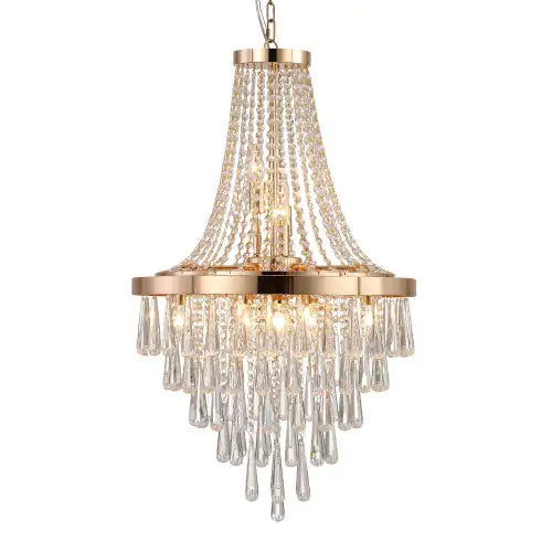 Gold Crystal Chandelier, Modern Luxury Large Ceiling Light Fixture for Living Room, Dining Room, Bedroom, Hallway (Bulbs Not Included)