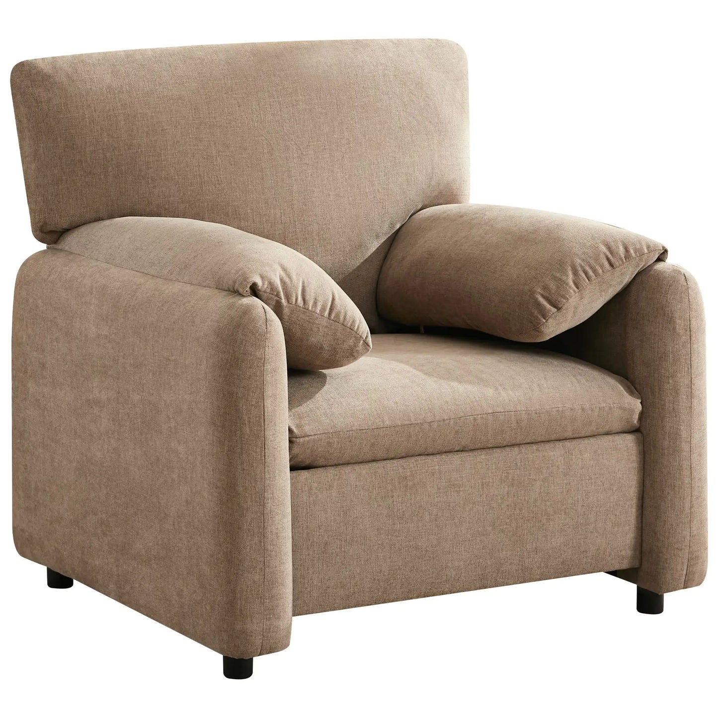 Modern Chenille Accent Chair - Oversized Beige Armchair, 38" Single Sofa for Living Room & Bedroom