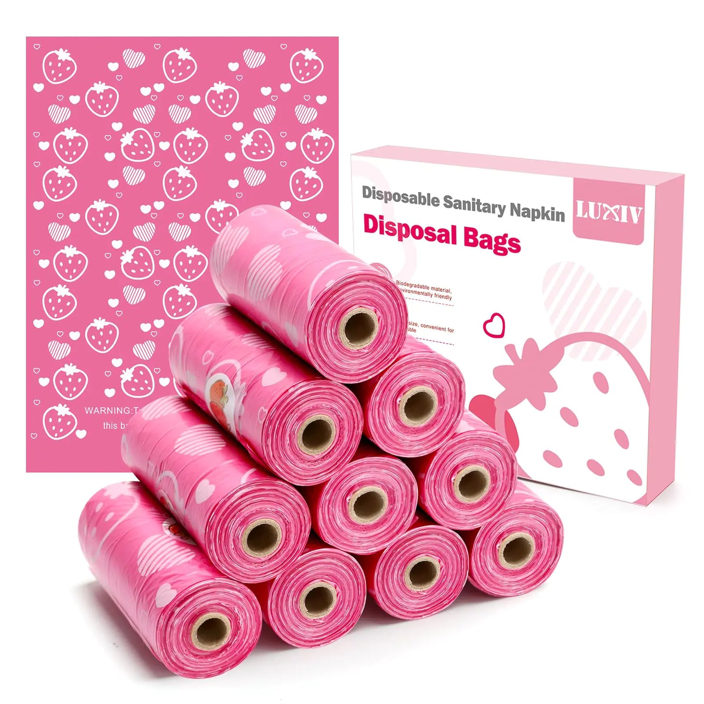 150Pcs Luxiv Sanitary Napkin Disposal Bags – Pink Privacy Feminine Hygiene Bags for Tampons, Pads & Diapers – Scented Portable Trash Bags for Women
