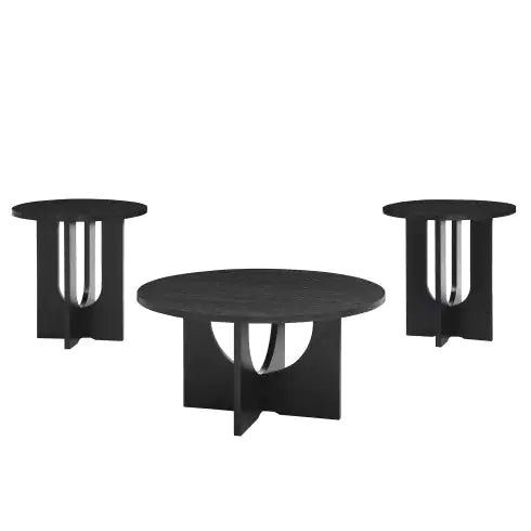 SHS- Modern Minimalist Coffee Table – 35.8" Black Solid Wood Nordic Style Center Table for Living Room, Office, or Apartment