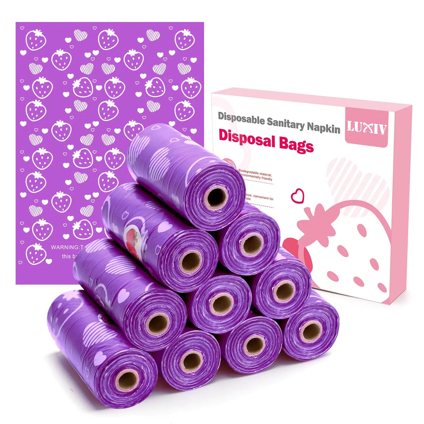 150Pcs Luxiv Sanitary Napkin Disposal Bags – Pink Privacy Feminine Hygiene Bags for Tampons, Pads & Diapers – Scented Portable Trash Bags for Women