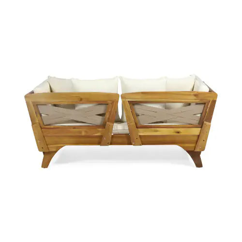 Serene Sofa Bed, Full Size, Acacia Wood Frame, Waterproof Cushions, Teak Fabric Upholstery