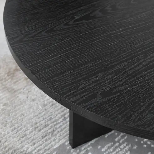 SHS- Modern Minimalist Coffee Table – 35.8" Black Solid Wood Nordic Style Center Table for Living Room, Office, or Apartment