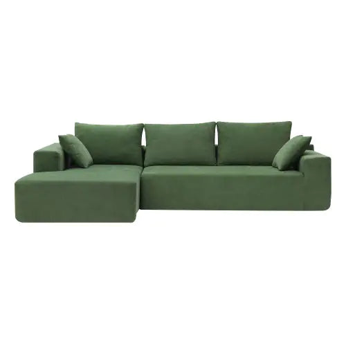 SHS- Modern Green Modular Sectional Sofa Set ā 2PC L-Shape Chenille Couch for Living Room, 4-Seater