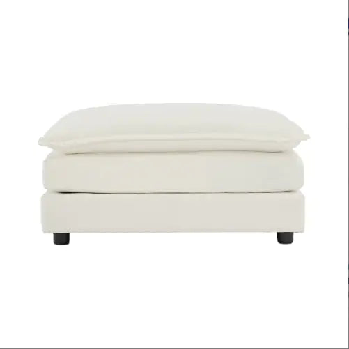Chenille Fabric Ottoman Footrest for 2, 3, and 4 Seater Sofas, White Chenille Upholstery