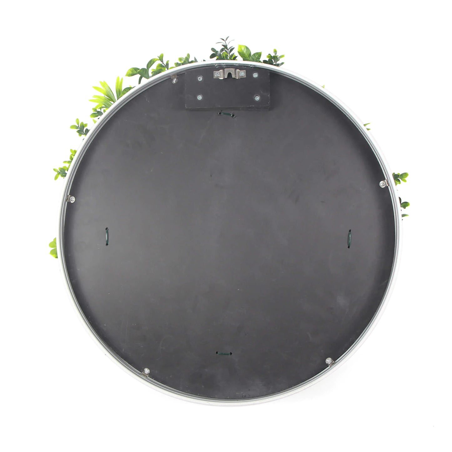 Artificial Green Wall Disc 20" with White Frame, UV Resistant Faux Plant, Safe for Family and Pets, Eco-Friendly Living Wall Art