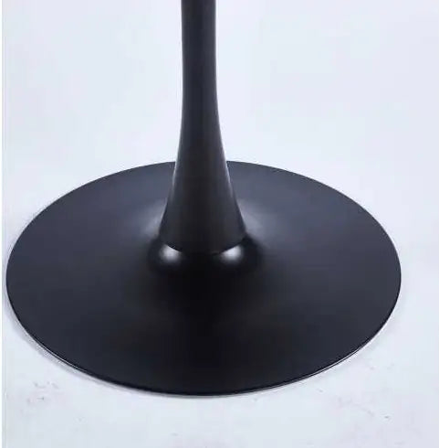 42" Black Mid-Century Pedestal Dining Table for 4-6 People, Round MDF Top, Matte Black Finish