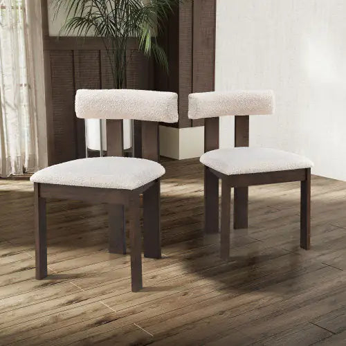 Wooden Dining Chair Set of 2, Modern Upholstered Kitchen Side Chairs, Farmhouse Style, Rubberwood Frame, Bukele Fabric