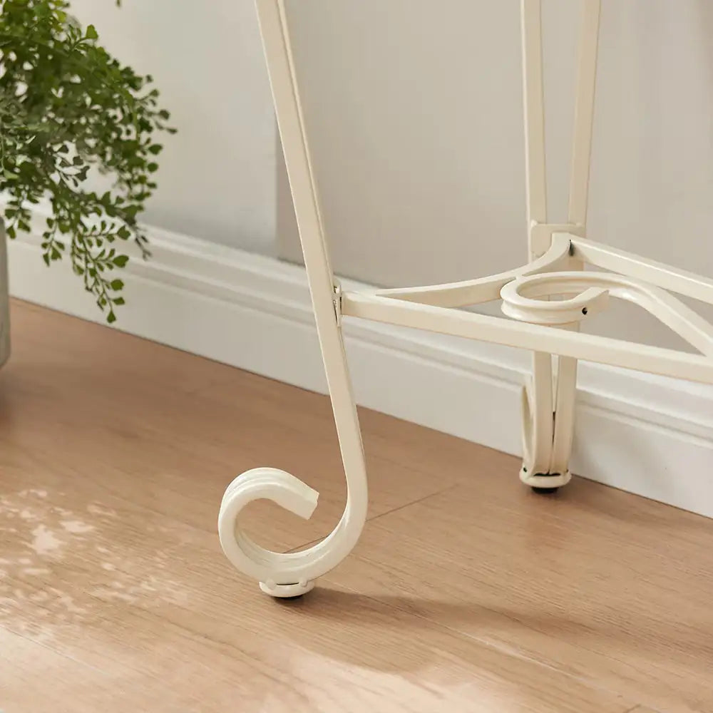 2-Tier White Tempered Glass Console Table with Storage Shelf – Modern Entryway & Sofa Table