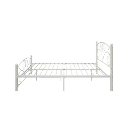 Queen Size Unique Flower Sturdy System Metal Bed Frame With Headboard And Footboard