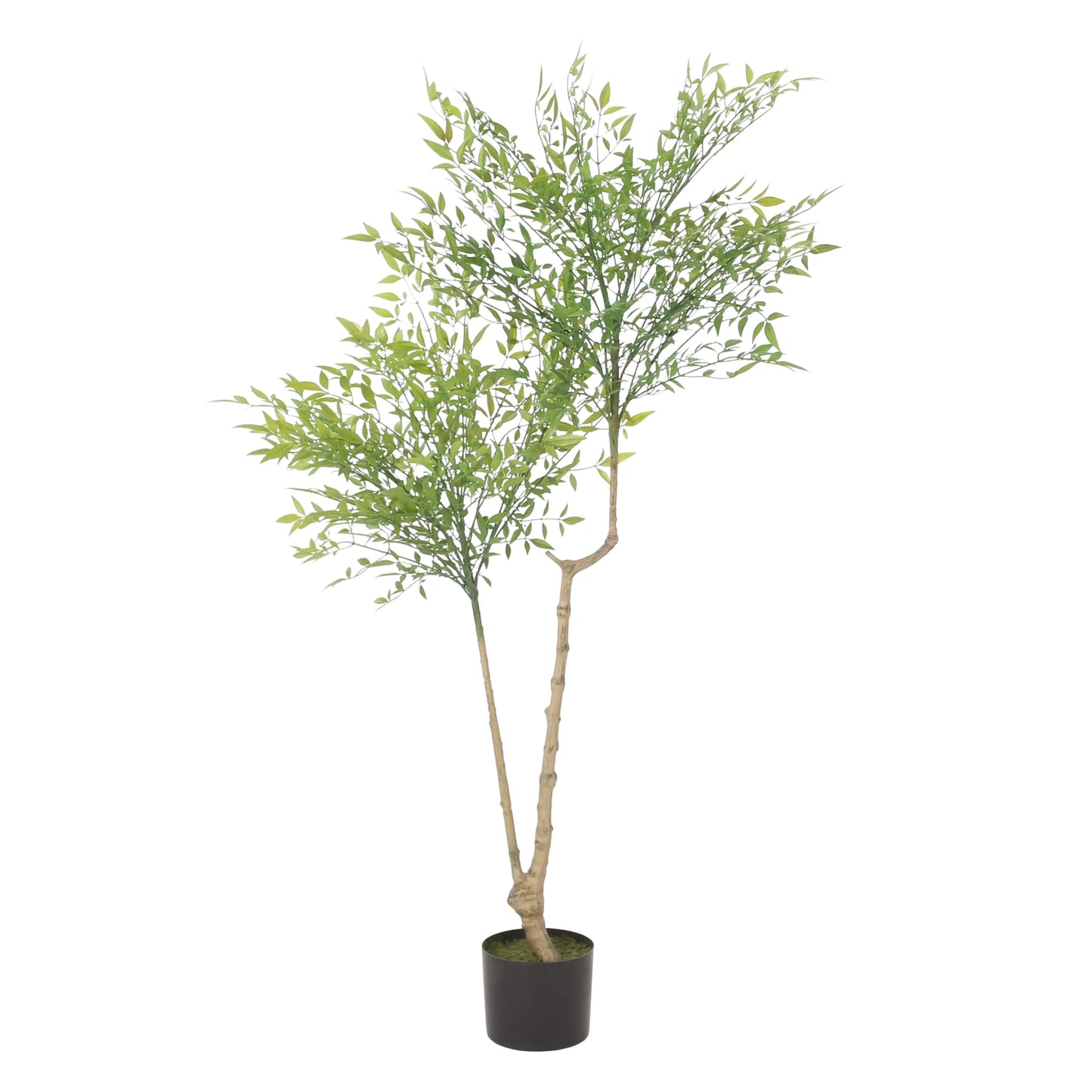 Artificial Nandina Plant - Pre-Potted Faux Bamboo Shrub for Home, Office, and Decor