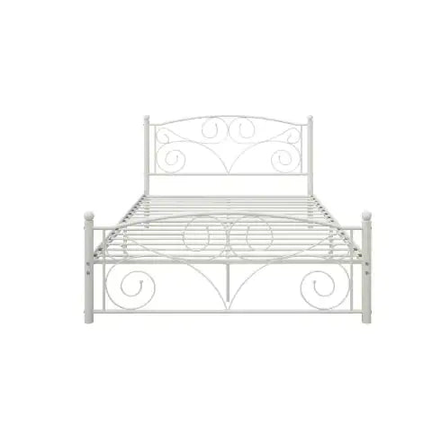 Queen Size Unique Flower Sturdy System Metal Bed Frame With Headboard And Footboard