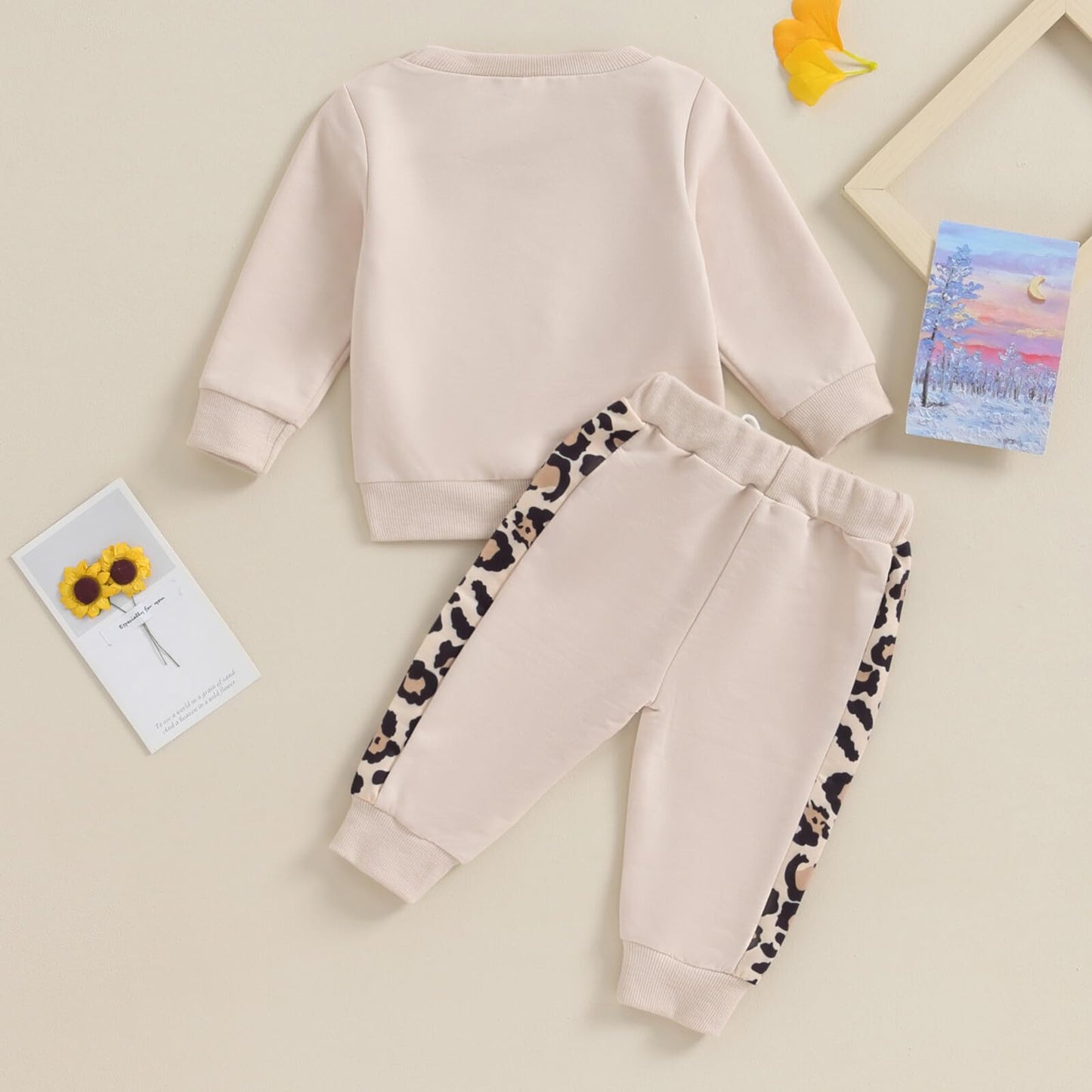 Kupretty Baby Girl Clothes Mama's Mini Sweatshirt Pants Set Khaki 12-18M
