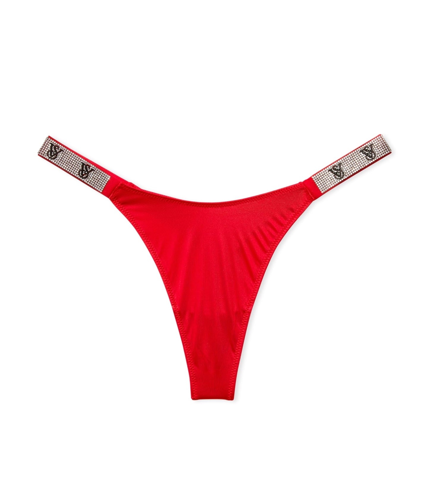 Victoria's Secret Very Sexy Lace Thong Women's Underwear, Panties for Women, Lipstick Red Smooth Monogram, M