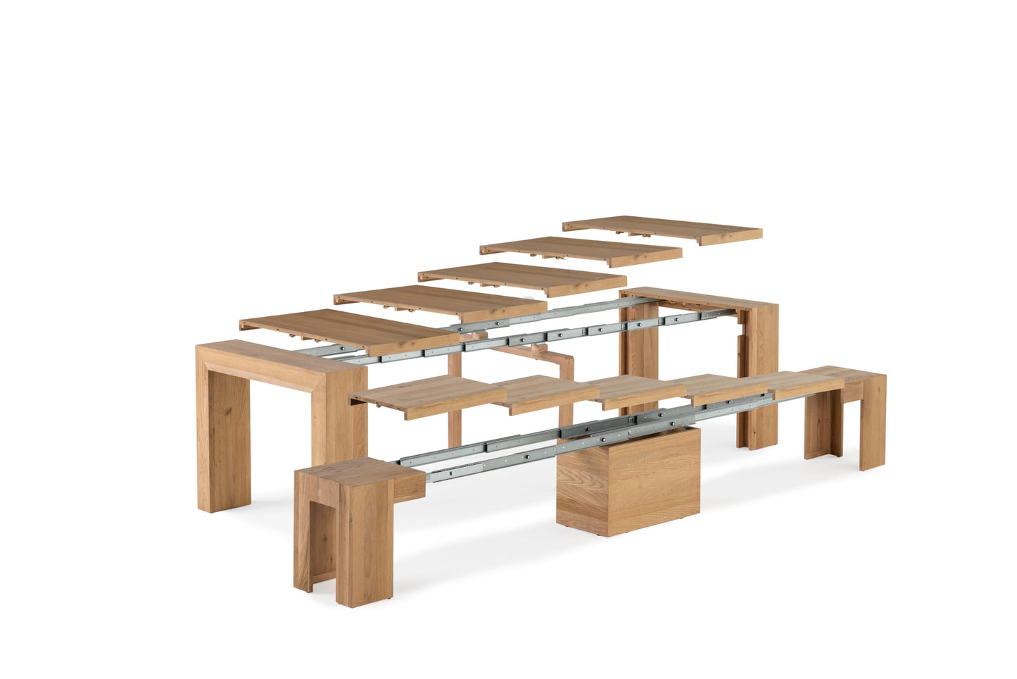 Transformer Table - Solid Wood Extendable Dining Table, Seats 2-12, Extendable Dining Room Table, Space-Saving Furniture, Expandable Dining Furniture, Natural (Table Only)